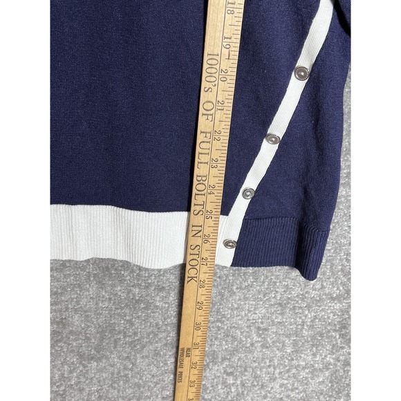 CJ Banks 3/4 Sleeve Asymmetrical Button Accent Knit Sweater Womens Size‎ 1X Blue - Picture 11 of 11